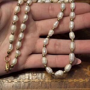 Vintage Culture Freshwater pearls with gold beads necklace